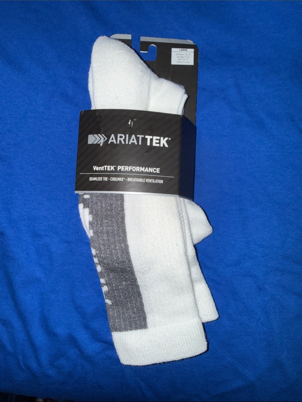 Ariat White Crew Socks with Gray Accents - Men